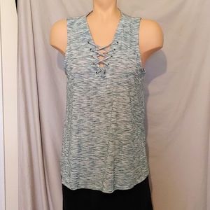 Takara braided style v neck heathered tank top